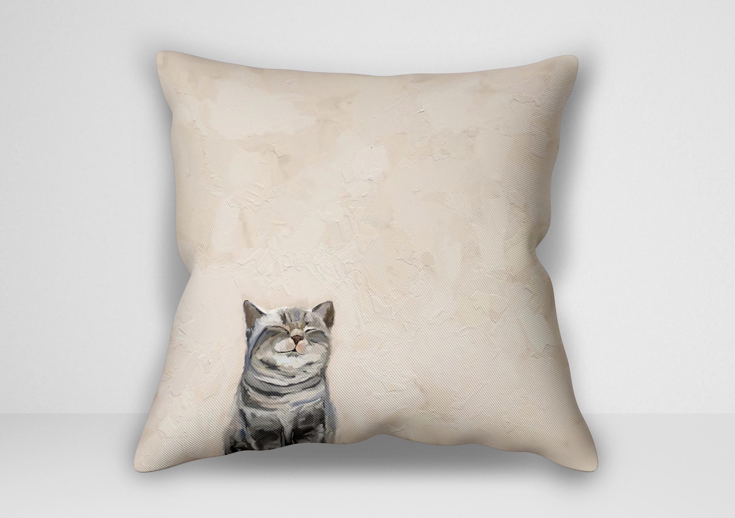 "کوسن گربه – طرح Feline Friends Cat On Pink اثر کتی والترز | کاور کوسن گربهای صورتی"