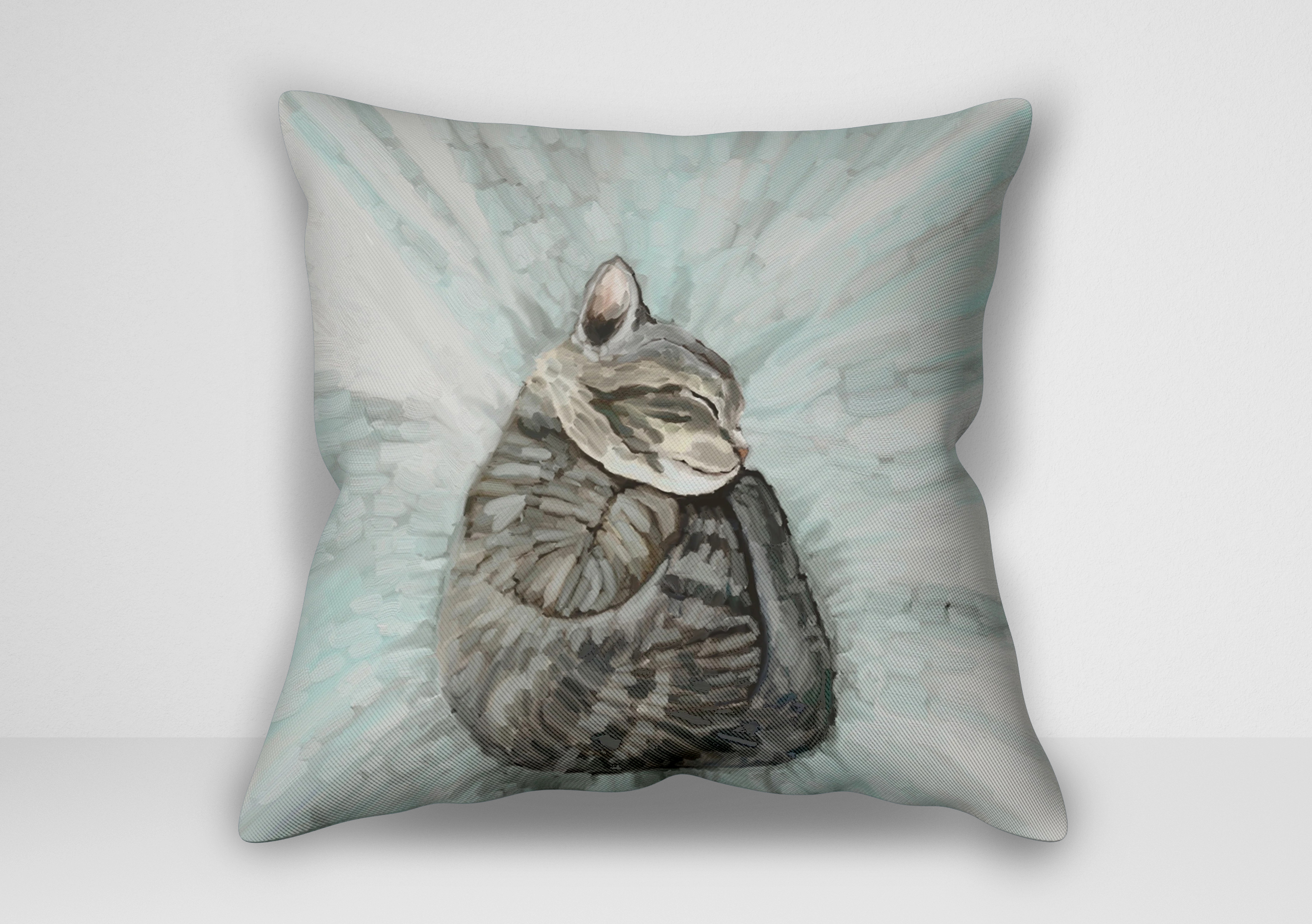 "کوسن گربه – طرح Feline Friends Snuggle Kitten اثر کتی والترز | کاور کوسن طرح بچه گربه در آغوش"