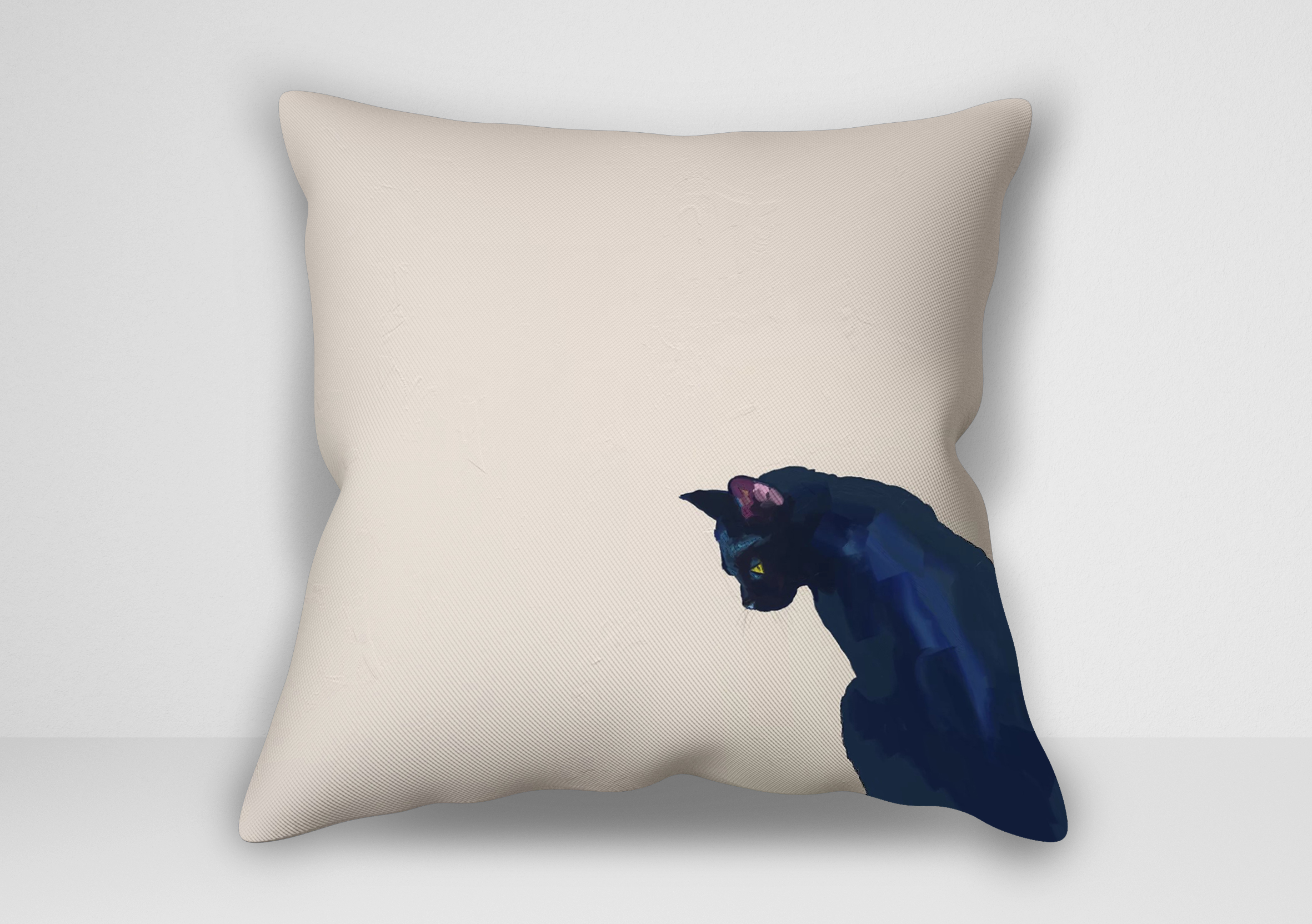 "کوسن گربه – طرح Feline Friends Black Cat Framed اثر کتی والترز | کاور کوسن گربه سیاه قابشده"