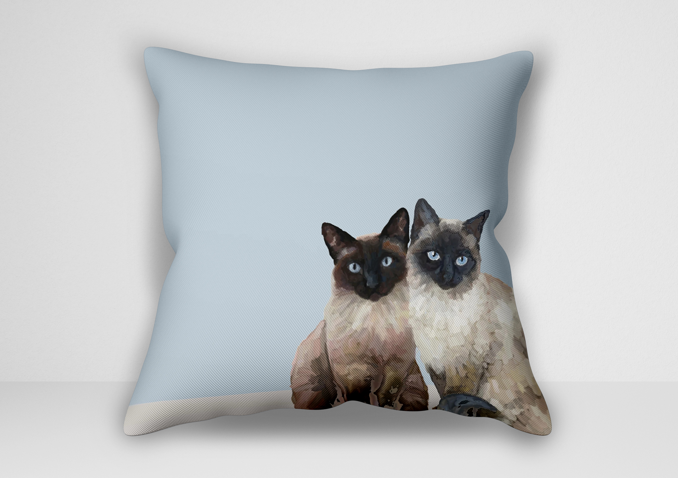"کوسن گربه – طرح Feline Friends Siamese Cat Duo Framed اثر کتی والترز | کاور کوسن گربه سیامی دوتایی قابشده"