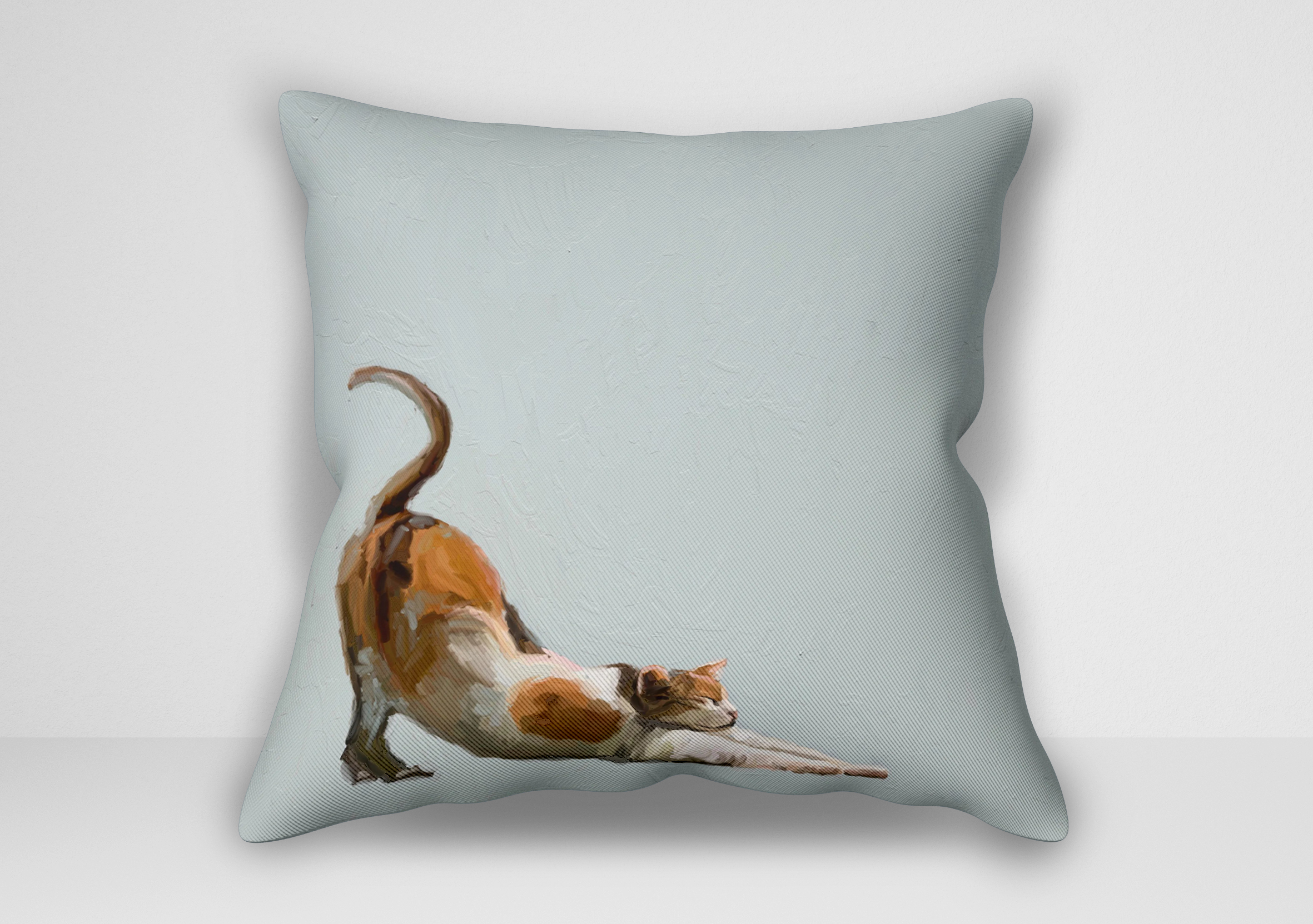 "کوسن گربه – طرح Feline Friends Stretchy Calico Framed اثر کتی والترز | کاور کوسن گربه کالیکو کشسان قابشده"