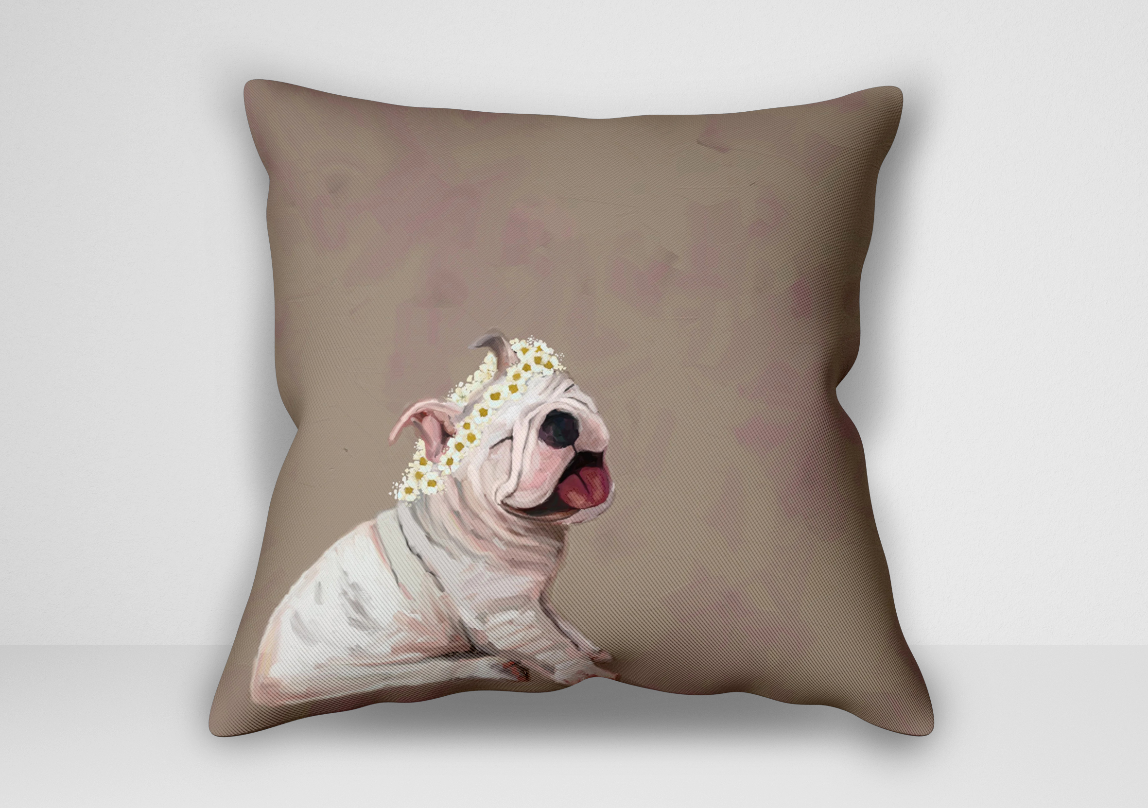 کوسن نقاشی توله سگ دیزی _ اثر کتی والترز"