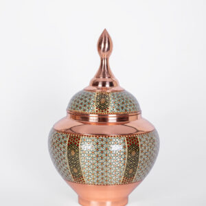 قندان مسی خاتم‌کاری