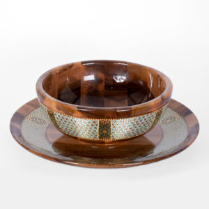 کاسه و بشقاب بزرگ چوب و خاتم