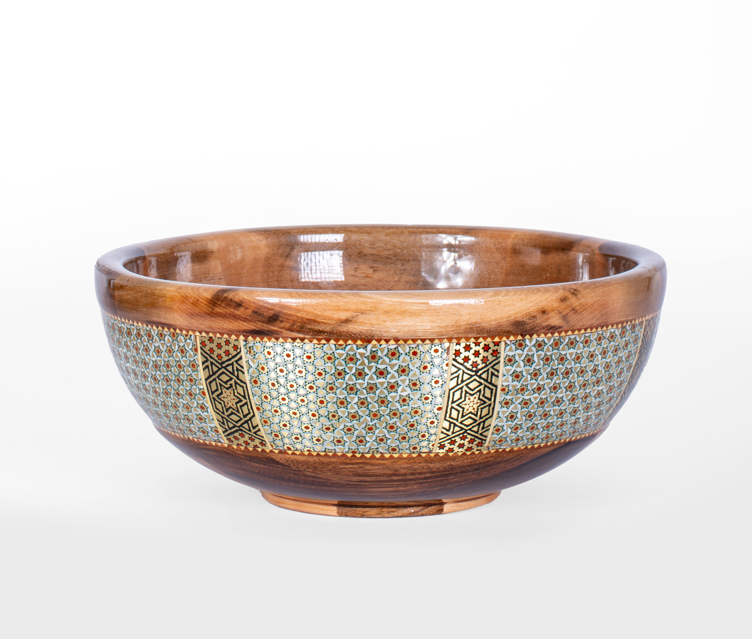 کاسه و بشقاب بزرگ چوب و خاتم - Image 3