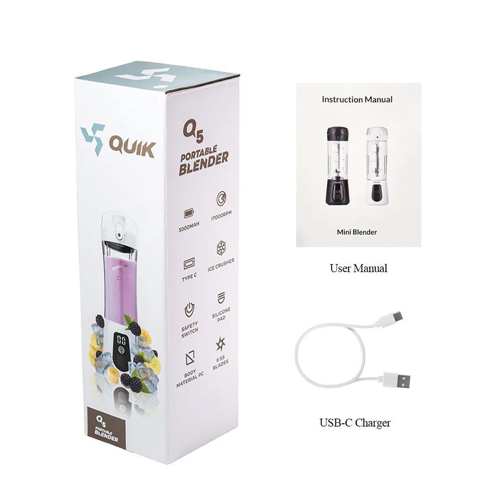 شیکر شارژی کوئیک مدل Q5 (باتری 3000mAh – ظرفیت 470ml) - Image 2