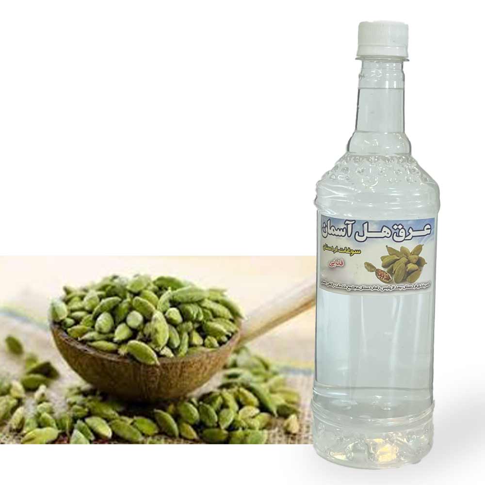 بطری عرق هل طبیعی با عطر قوی مناسب بهبود گوارش